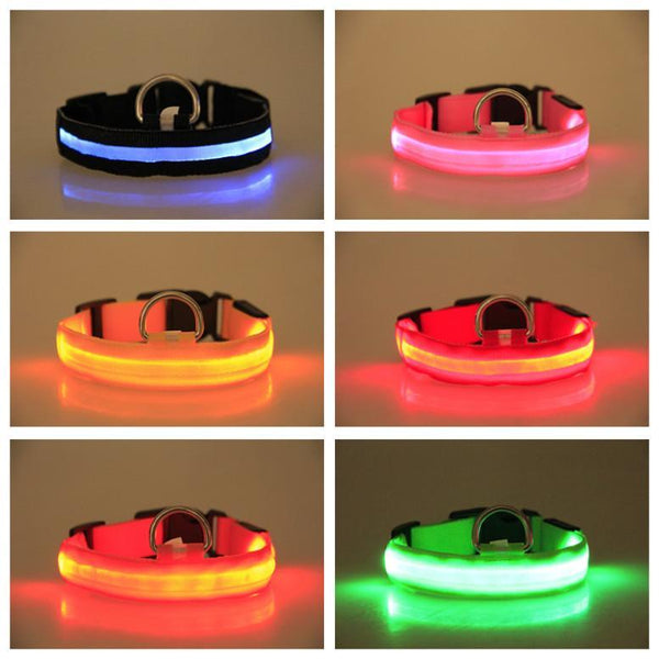 Nylon Pet Dog Collar LED Light Night Safety Light-up Flash Glowing in Dark Cat Collar LED Dog Collars Small Dogs Dog Accessories