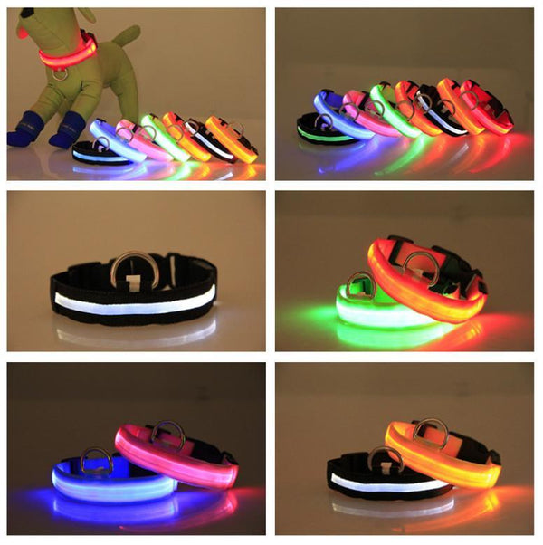 Nylon Pet Dog Collar LED Light Night Safety Light-up Flash Glowing in Dark Cat Collar LED Dog Collars Small Dogs Dog Accessories