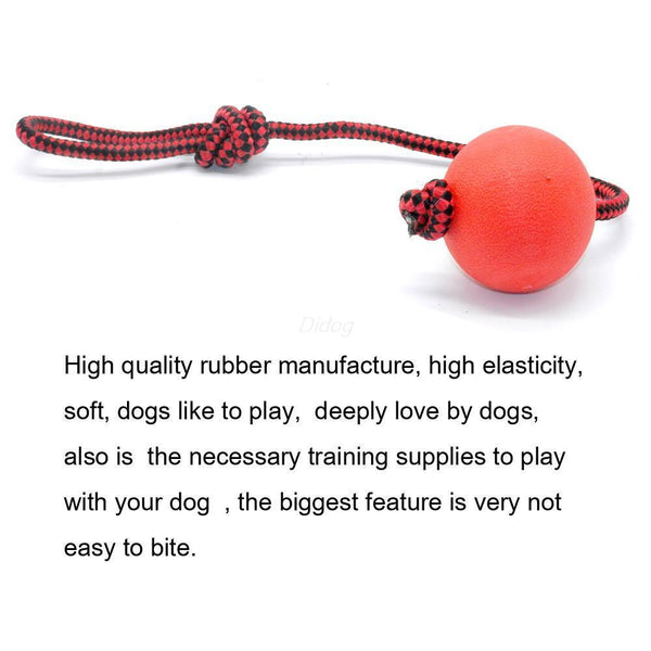 Solid Rubber Dog Chew Training Ball Toys Tooth Cleaning Chew Ball Puppy Pet Play Training Chewing Toy With Rope Handle