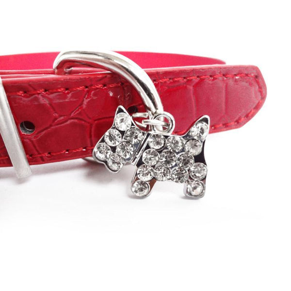 1PCS Crystal Pendant Pet Dog Collar Puppy Cat Pet Buckle Dogs Leads Neck Strap PU Leather Animal Pet Accessories For Small Dogs