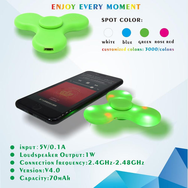 Fidget Spinner LED Bluetooth Speaker Hand Spinner Tri Spinning Top Decompression Finger Spiner Toys Pink Blue Green White