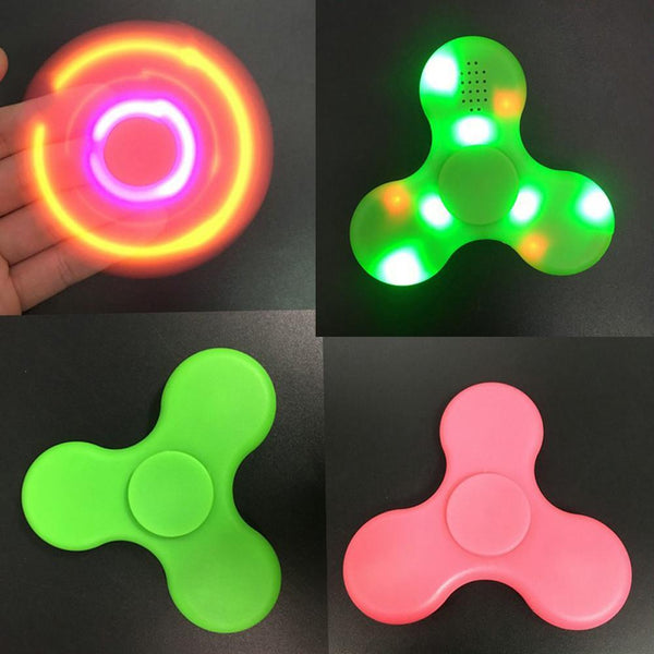 Fidget Spinner LED Bluetooth Speaker Hand Spinner Tri Spinning Top Decompression Finger Spiner Toys Pink Blue Green White