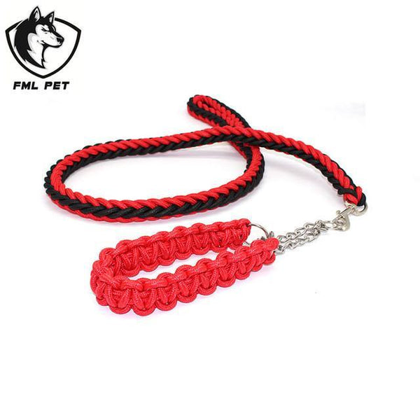 FML Pet Durable Adjustable Strong Nylon Rope Large Dog Collar And Leash Set Automatically Scaling For Walking Medium Large Anima