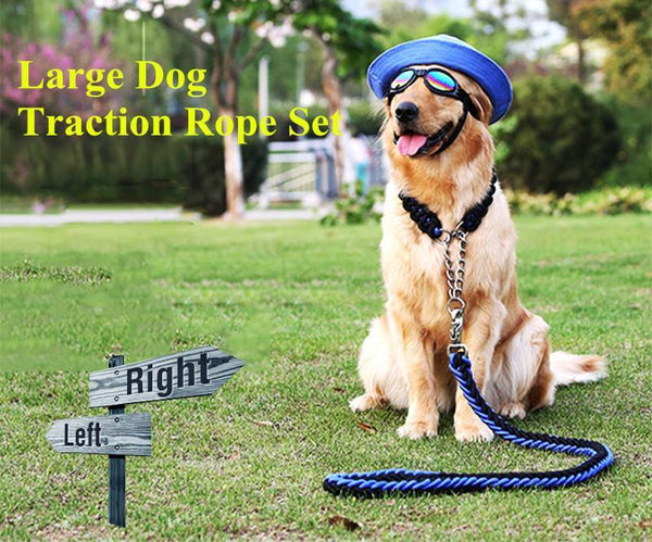 FML Pet Durable Adjustable Strong Nylon Rope Large Dog Collar And Leash Set Automatically Scaling For Walking Medium Large Anima