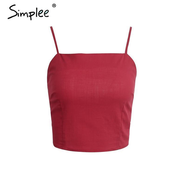 Belt lace up camisole tank top tees women Summer beach bow female cami crop top Sexy backless sleeveless short top