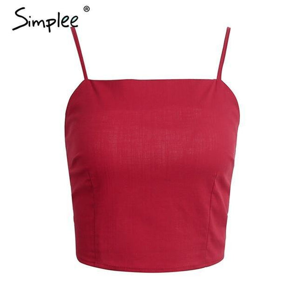 Belt lace up camisole tank top tees women Summer beach bow female cami crop top Sexy backless sleeveless short top