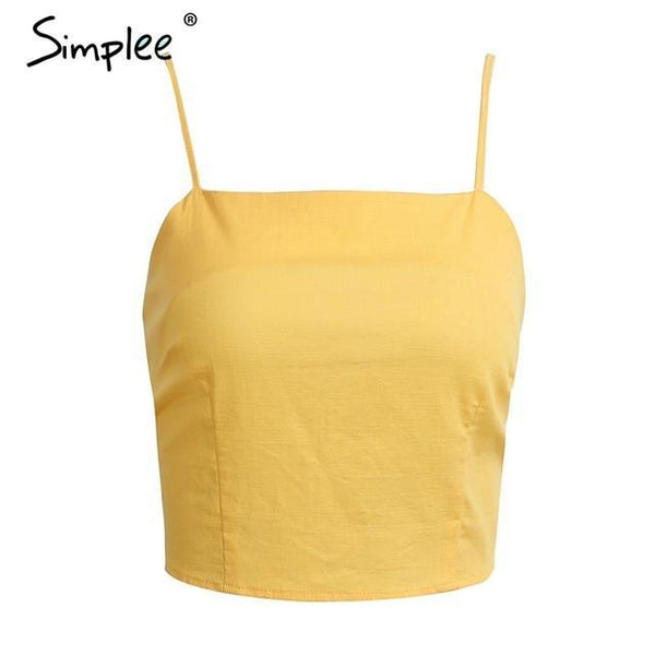 Belt lace up camisole tank top tees women Summer beach bow female cami crop top Sexy backless sleeveless short top