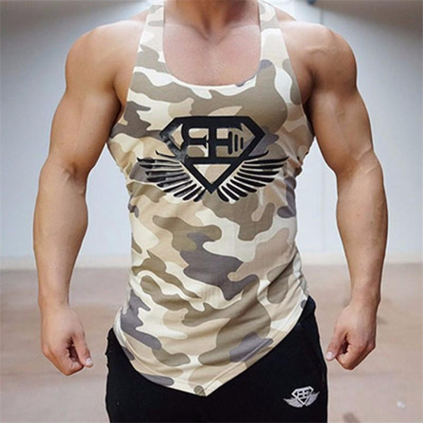 Fitness Men Tank Top Army Camo Camouflage Mens Bodybuilding Stringers Tank Tops Singlet Brand Clothing Sleeveless Shirt