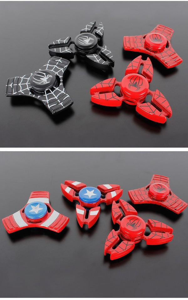 Captain America Hand Spinner Super Hero EDC Metal Tri Fidget Spiner Superman Batman Spiderman Batman Iron Man Finger Gyro Toys