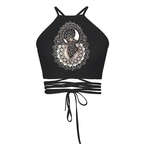 2017 Women Vintage Crop Top Batman Print Sexy Black Cropped Tops Harajuku Womens Bandage Strap Tops Summer Fashion Camis Vest