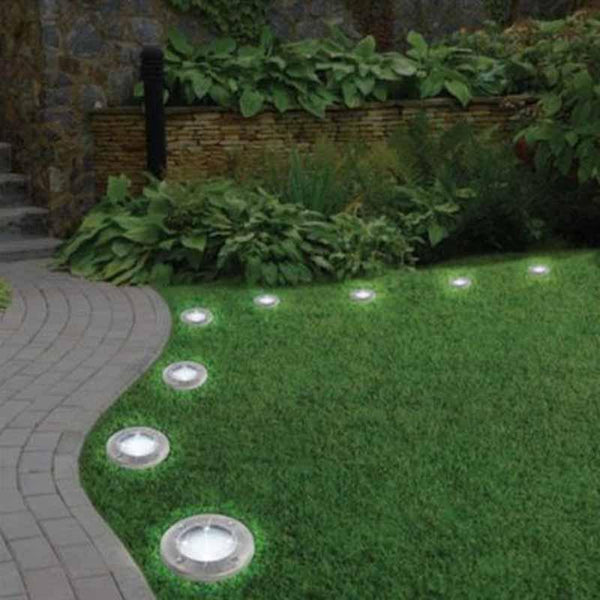 Solar Powered LED Disk Light Outdoor Garden (4 Packs)
