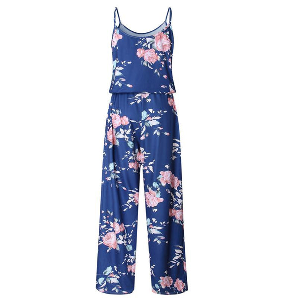 YOU HAD ME SEXY SPAGHETTI STRAP FLORAL LOOSE JUMPSUIT IN BLACK