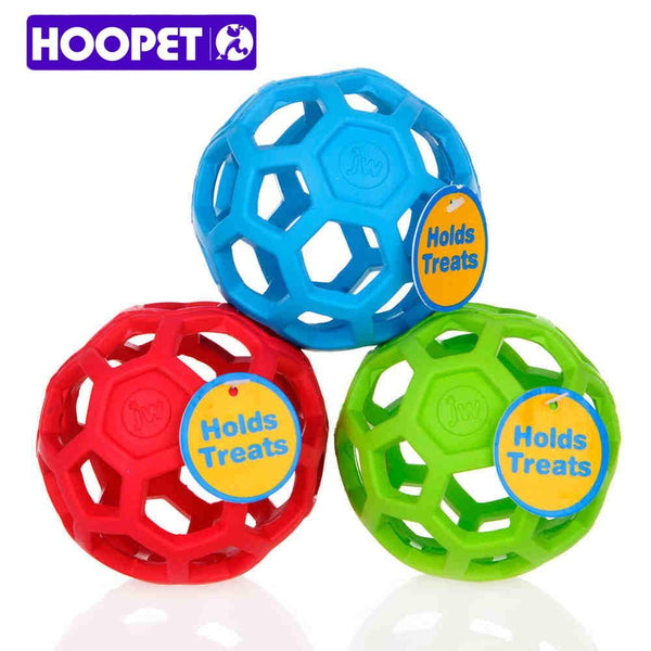 HOOPET Drain Food Ball Dog Toy Natural Non-Toxic Rubber Teddy Golden Dog Geometric Toy Ball Bite-Resistant Teeth 3Colors