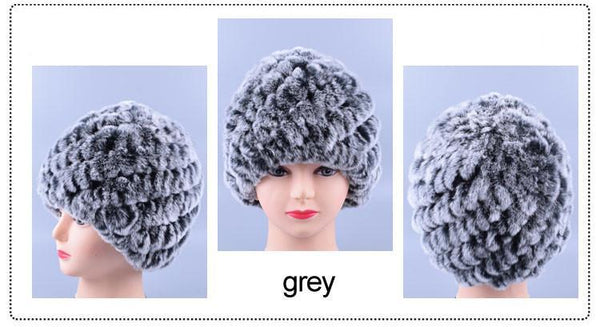 Genuine Rex Fur Pom poms Snow Cap Winter Hats for Girls Skull Cap Real Fur Knitting Rabbit Skullies Beanies Women Hats LQ11169