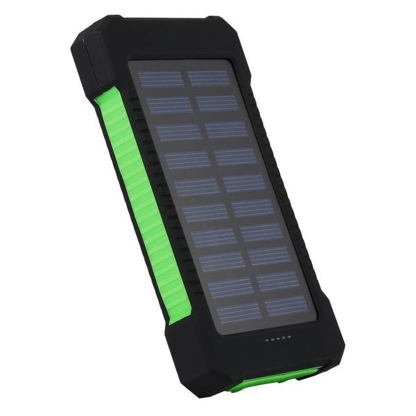 Solar Power Bank Dual USB Compact Waterproof  LED Light External Battery Charger