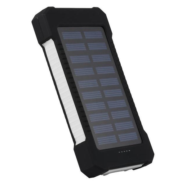 Solar Power Bank Dual USB Compact Waterproof  LED Light External Battery Charger